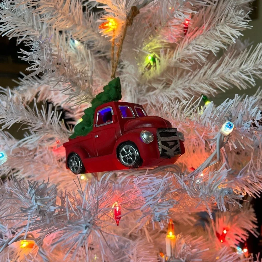 Red truck light up Christmas Ornament